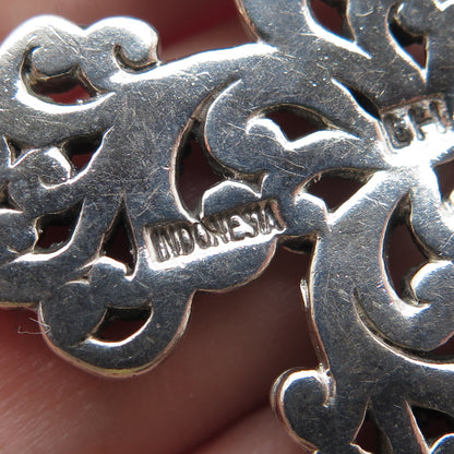 LOIS HILL Sterling Silver Vintage Granulated Cross Spiga Chain Necklace 16-18"