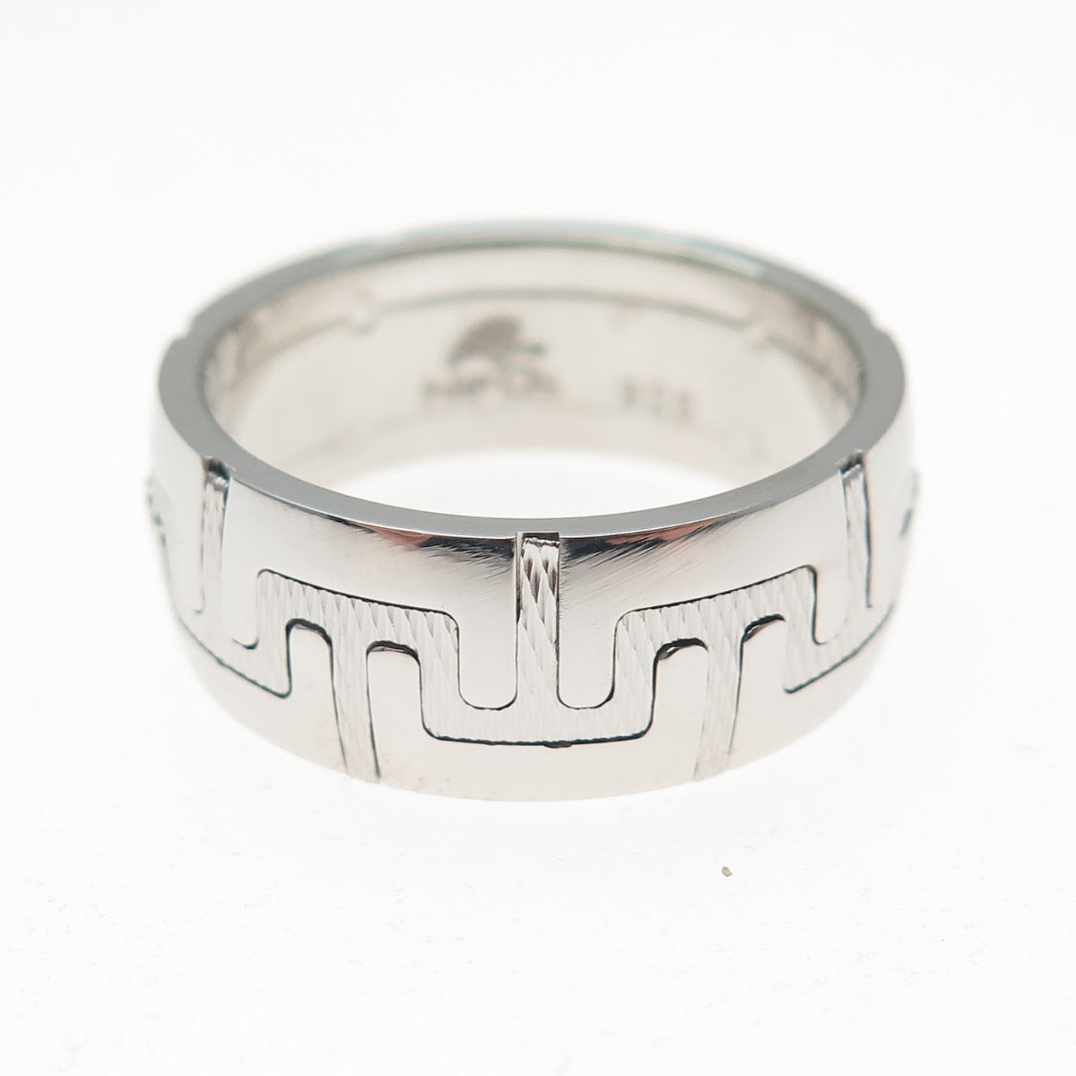 NEOS 925 Sterling Silver Textured Maze Band Ring Size 8.75