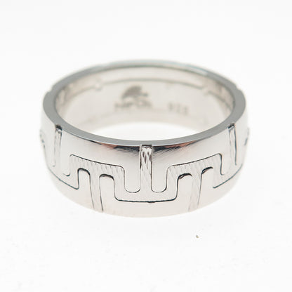 NEOS 925 Sterling Silver Textured Maze Band Ring Size 8.75