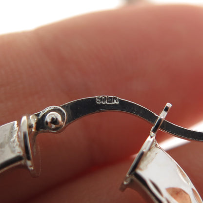 925 Sterling Silver Vintage Diamond-Cut Hoop Earrings