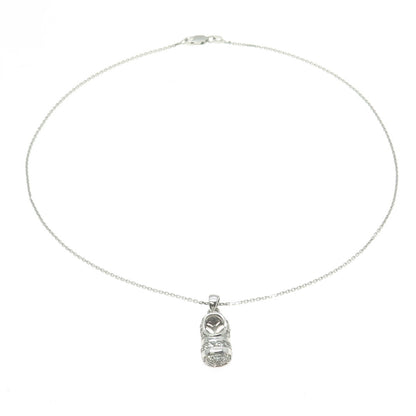 925 Sterling Silver Round-Cut C Z Baby Shoe Cable Chain Necklace 16"