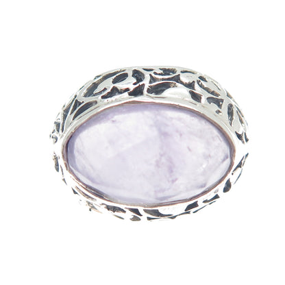 950 Silver Vintage Real Amethyst Flower Ring Size 7