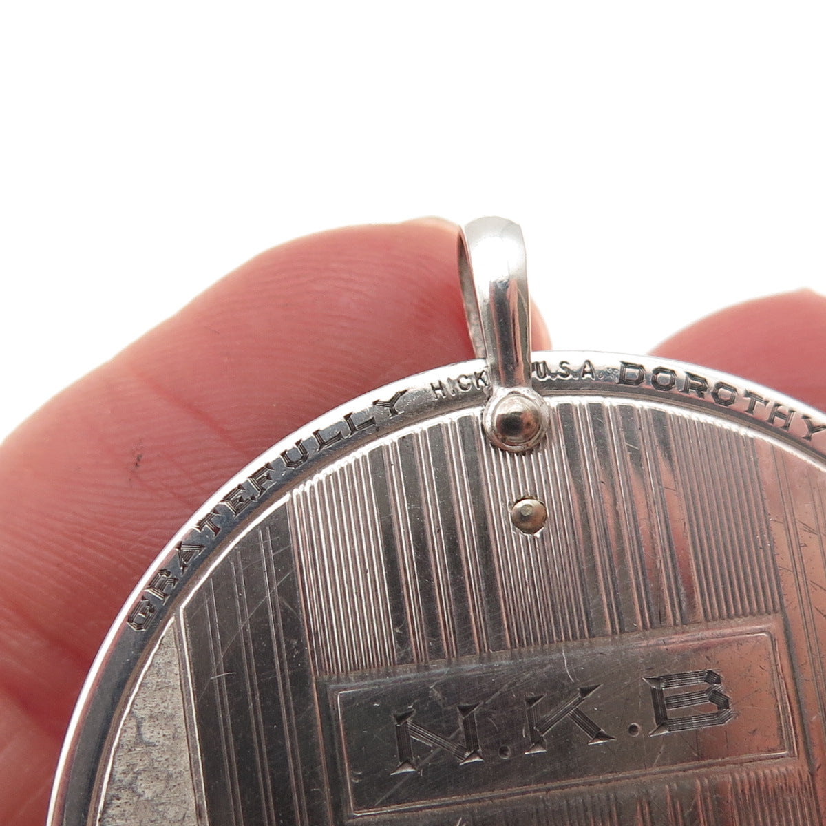 Hickok 925 Sterling Vintage "A Tuoi Une Vie Florissante" Token Knife Pendant
