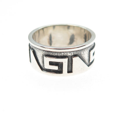 925 Sterling Silver Vintage Tribal Spiral Oxidized Band Ring Size 6.25