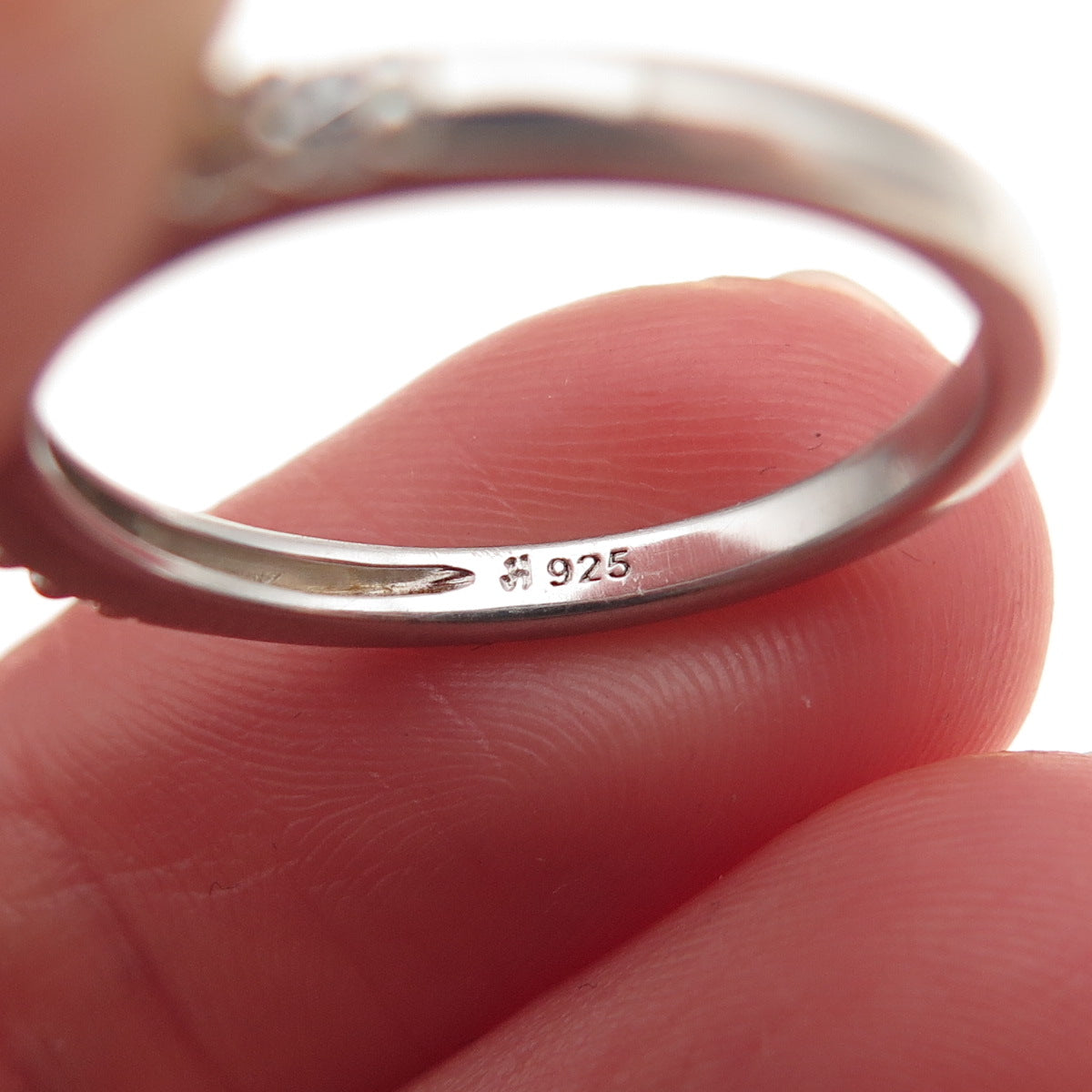 JH Young Sterling Silver Round-Cut C Z Half Eternity Stackable Band Ring Size 7