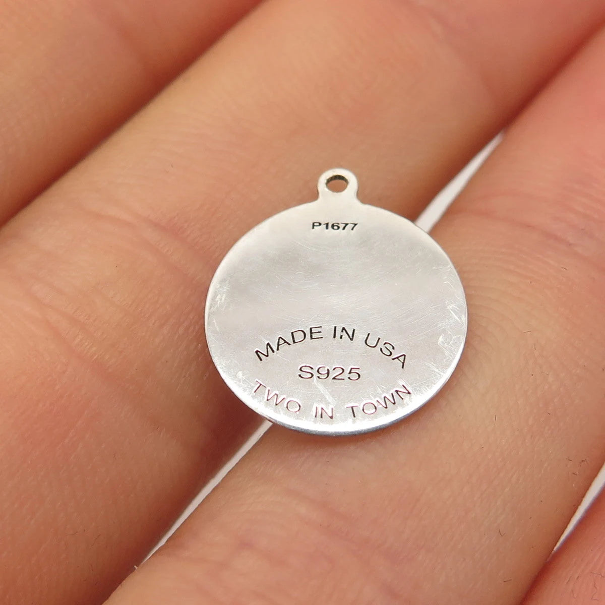 925 Sterling Silver USA Two In Town Fish Charm Pendant