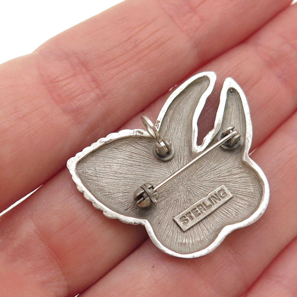 925 Sterling Silver Vintage World Peace Hands Butterfly Pin Brooch / Pendant