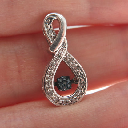 925 Sterling Silver Real White Diamond Infinity Slide Pendant