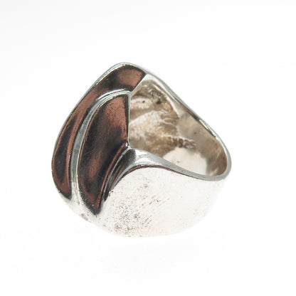 925 Sterling Silver Vintage Mexico Modernist Dome Oxidized Ring Size 6.5