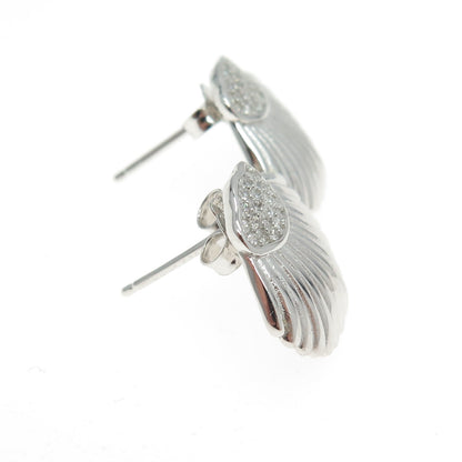 925 Sterling Silver C Z Seashell Earrings