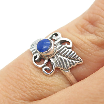 925 Sterling Silver Vintage Southwestern Lapis Lazuli Gem Ring Size 4.75