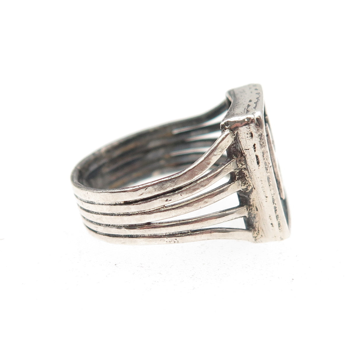 925 Sterling Silver Vintage Letter H Initial Oxidized Ring Size 4.5