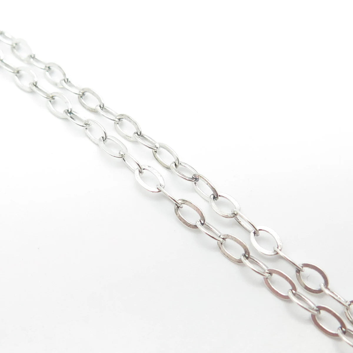 925 Sterling Silver Vintage Turquoise Gem Double Circle Cable Chain Necklace 18"