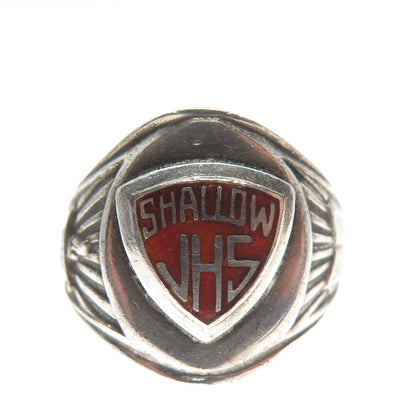 REED & CO NYC 925 Sterling Vintage 1973 Enamel JHS Shallow School Ring Size 8.5