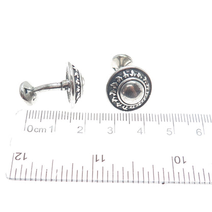 925 Sterling Silver Vintage Modernist Sun Oxidized Cufflinks