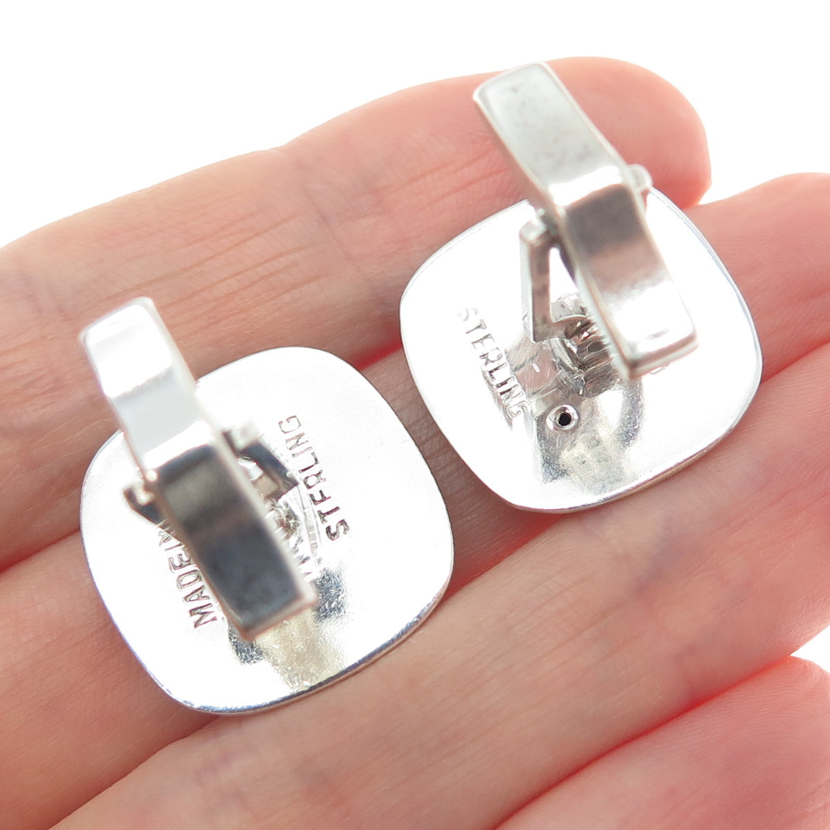 925 Sterling Silver Antique Siam Niello Hindu Goddess Cufflinks