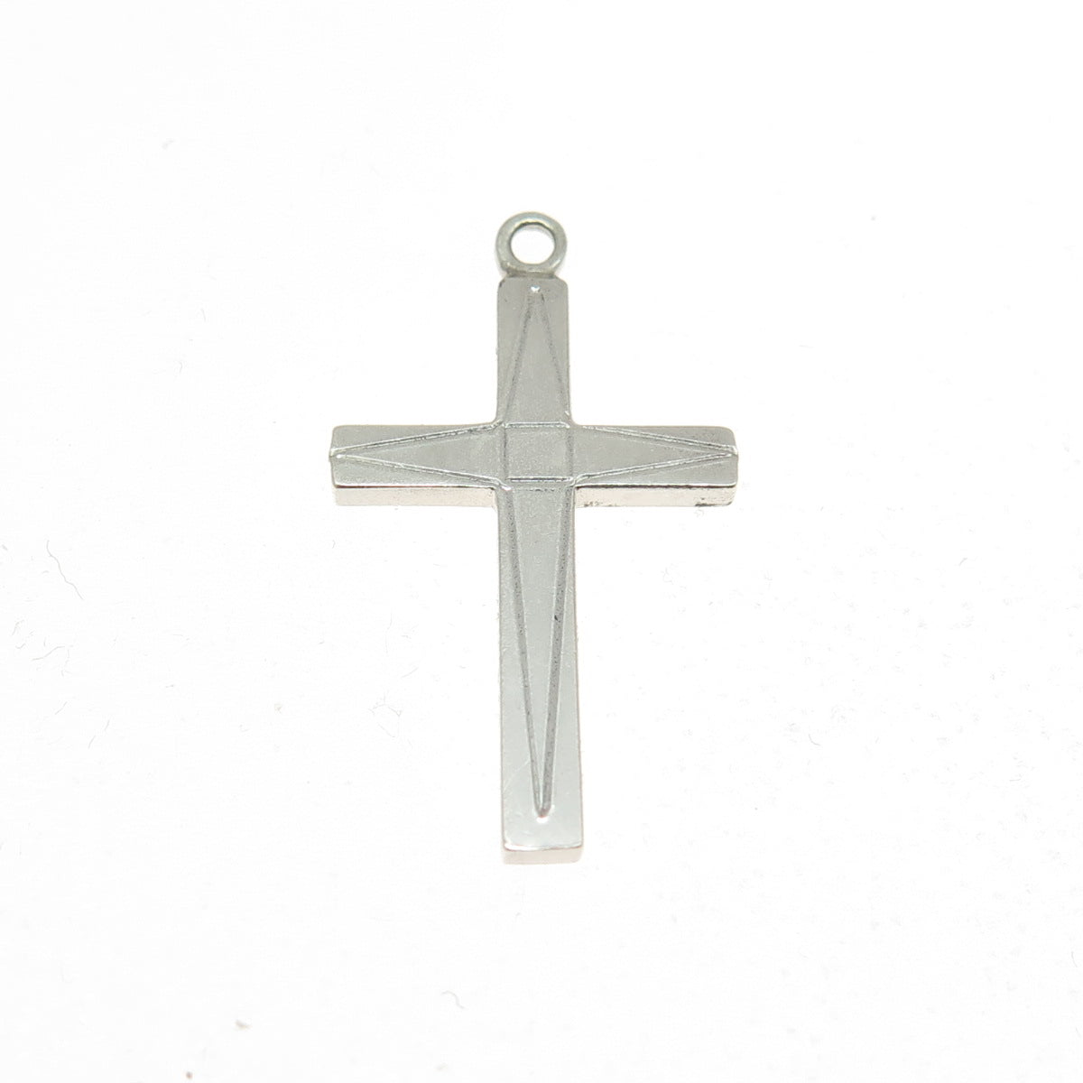 H.F. BARROWS 925 Sterling Silver Antique Art Deco Cross Striped Pendant