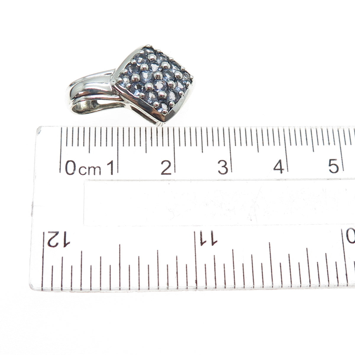 CHUCK CLEMENCY 925 Sterling Silver Real Round-Cut Iolite Mini Charm Pendant