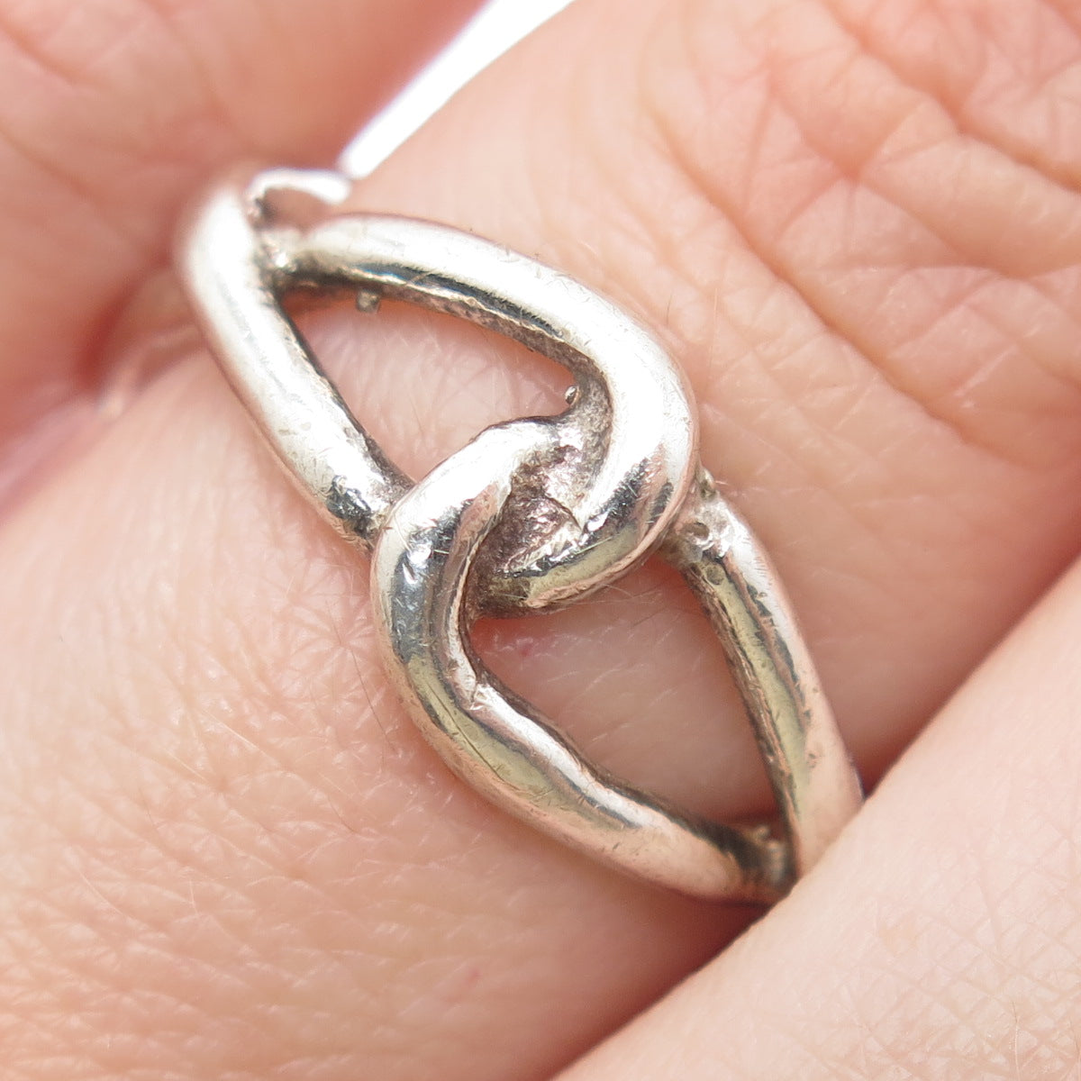 925 Sterling Silver Vintage Knot Modernist Band Ring Size 7