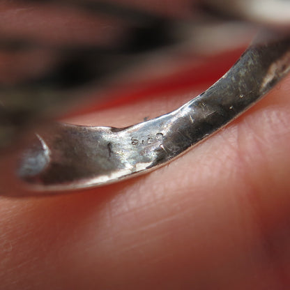 925 Sterling Silver Vintage Diamond-Cut Wavy Dome Oxidized Ring Size 4.75
