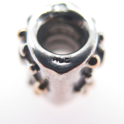 PANDORA 925 Sterling Silver & Gold Round-Cut C Z Desert Star Slide Bead Charm
