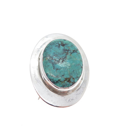 BEN J. CHAVEZ NAVAJO Old Pawn Sterling Vintage Peacock Turquoise Brooch Pendant