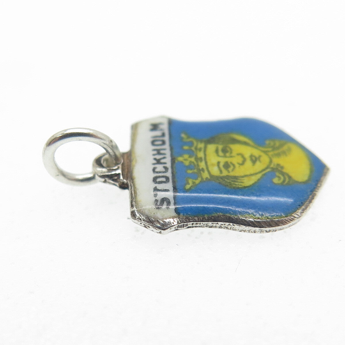 935 Silver Vintage Enamel Stockholm Minimalist Charm Pendant