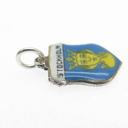 935 Silver Vintage Enamel Stockholm Minimalist Charm Pendant