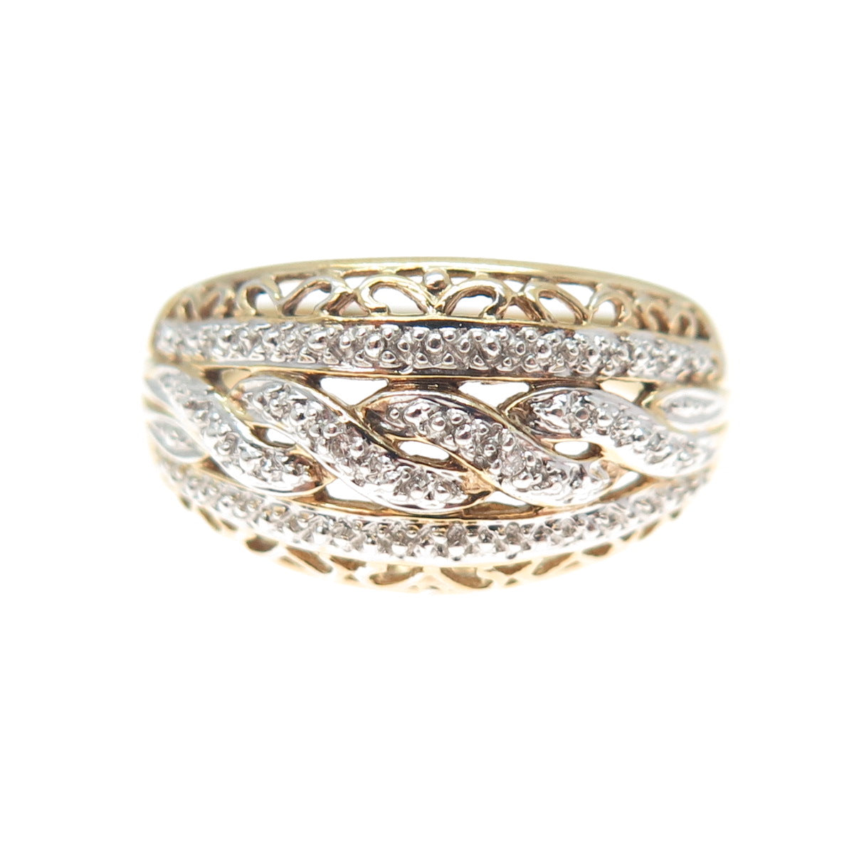 MEDA 925 Sterling Silver Gold Plated Real Diamond Accent Infinity Ring Size 10