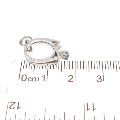 925 Sterling Silver Antique Art Deco Rhinestone Wedding Rings Mini Charm Pendant