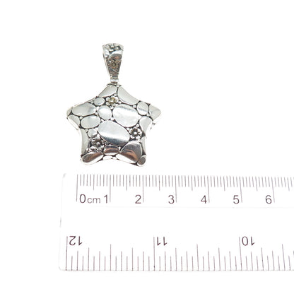 925 Sterling Silver Vintage Modernist Flower Kali Star Oxidized Charm Pendant