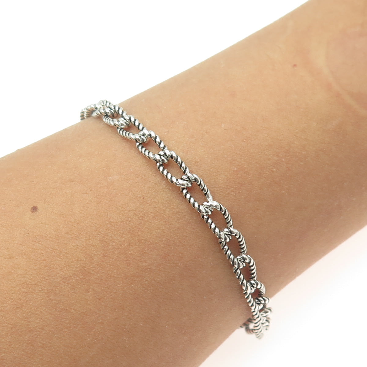 925 Sterling Silver Roped Curb Link Kali Bracelet 7.75"