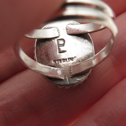 Phillip Long Navajo Old Pawn 925 Sterling Silver Vintage Tiger Eye Ring Size 4.5