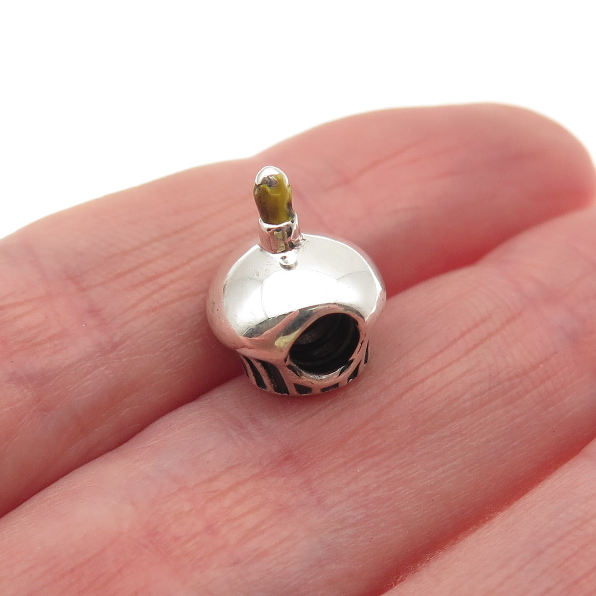Chamilia 925 Sterling Silver Enamel Birthday Cupcake Slide Bead Charm