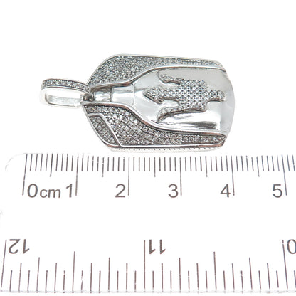 925 Sterling Silver Round-Cut Shaped C Z Trident Sparkle Pendant