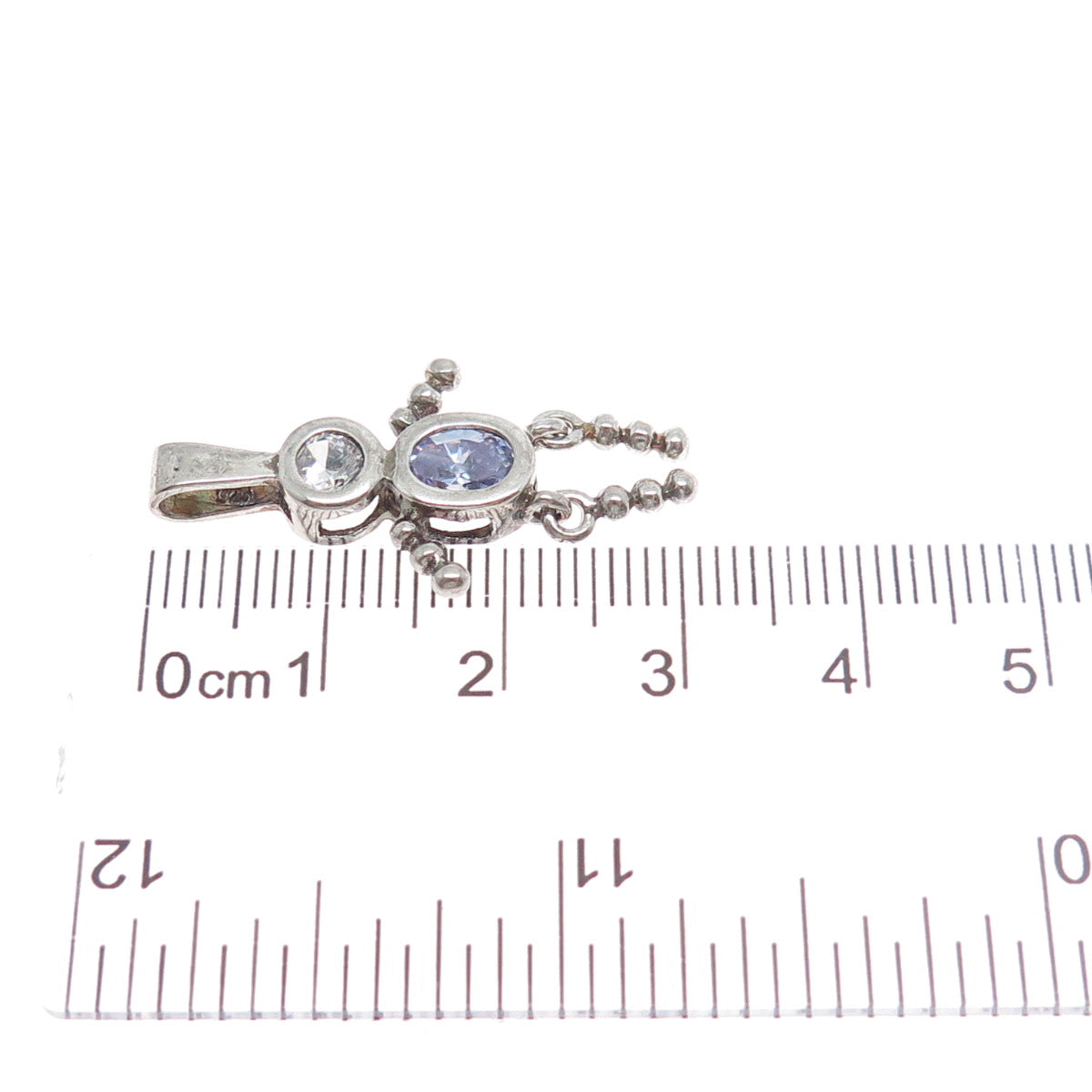 925 Sterling Vintage Purple White CZ February Birthstone Boy Articulated Pendant