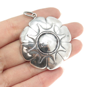 925 Sterling Silver Vintage Modernist Floral Pendant