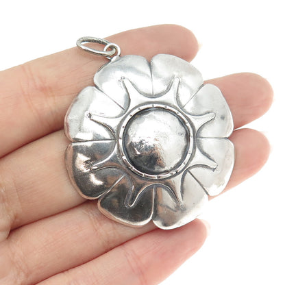 925 Sterling Silver Vintage Modernist Floral Pendant