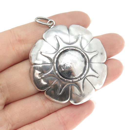 925 Sterling Silver Vintage Modernist Floral Pendant