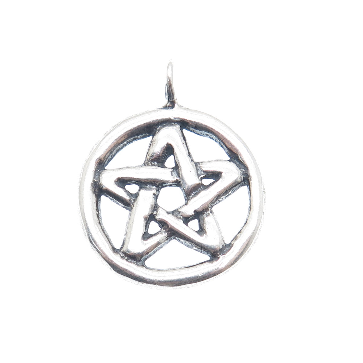 925 Sterling Silver Vintage Pentagram Oxidized Charm Pendant