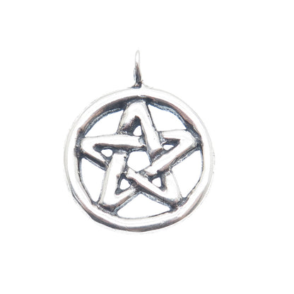 925 Sterling Silver Vintage Pentagram Oxidized Charm Pendant