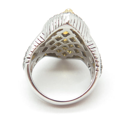 FADI 925 Sterling Silver Real Marquise-Cut Citrine Oxidized Ring Size 7.25