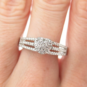 DBJ DEE BERKLE 925 Sterling Silver Real Round-Cut Diamond Heart Ring Size 10.25