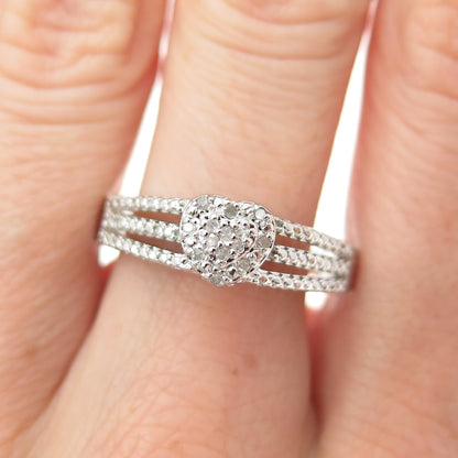 DBJ DEE BERKLE 925 Sterling Silver Real Round-Cut Diamond Heart Ring Size 10.25