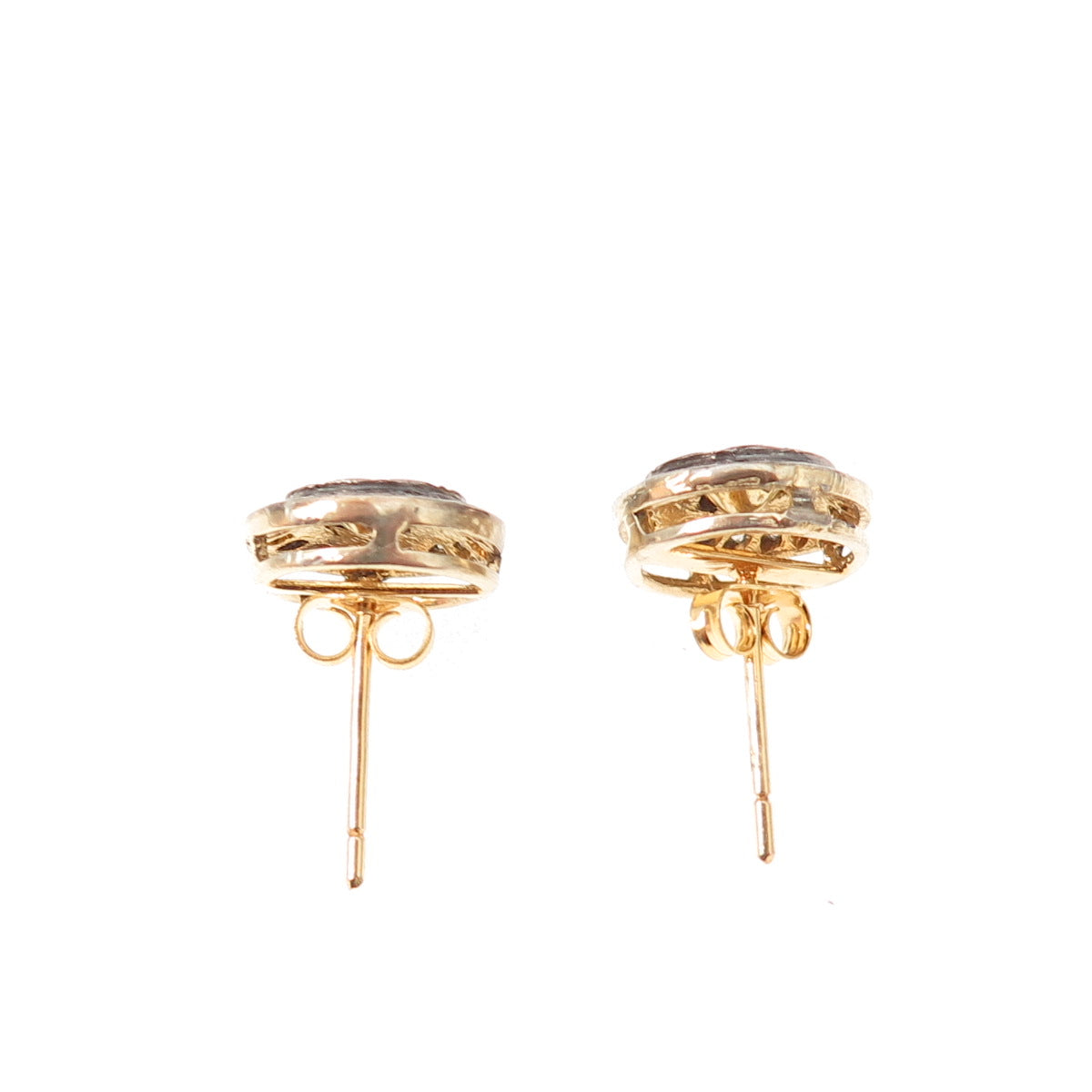 925 Sterling Silver Gold Plated Real Rose-Cut Diamond Stud Earrings
