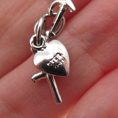 925 Sterling Silver Vintage Heart Cross Anchor Mini Charm Pendant