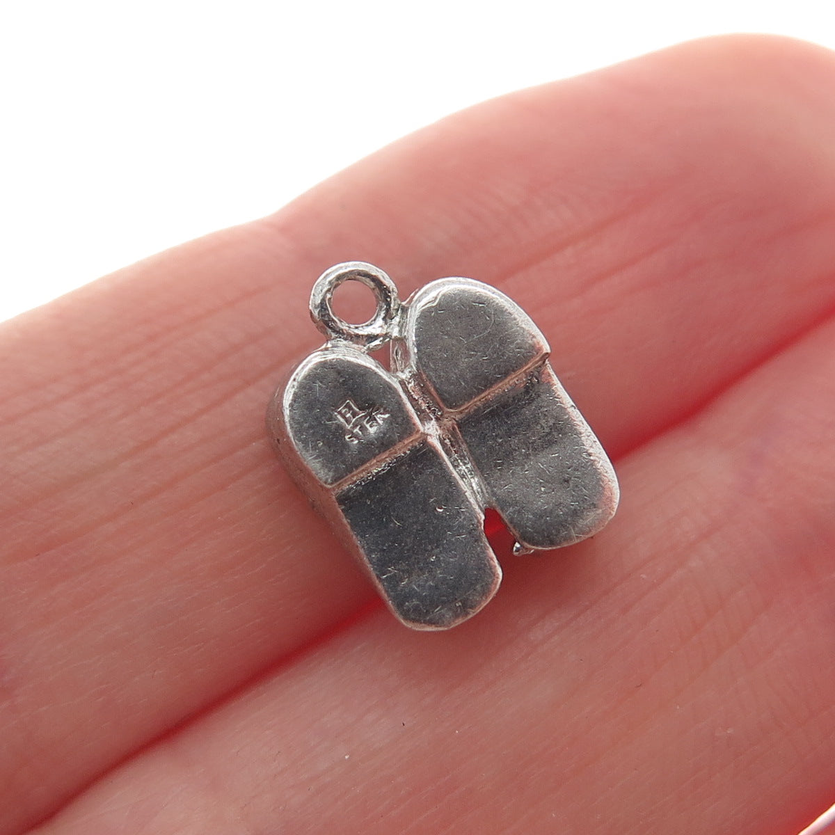 925 Sterling Silver Vintage Real Turquoise Baby Shoes Minimalist Charm Pendant