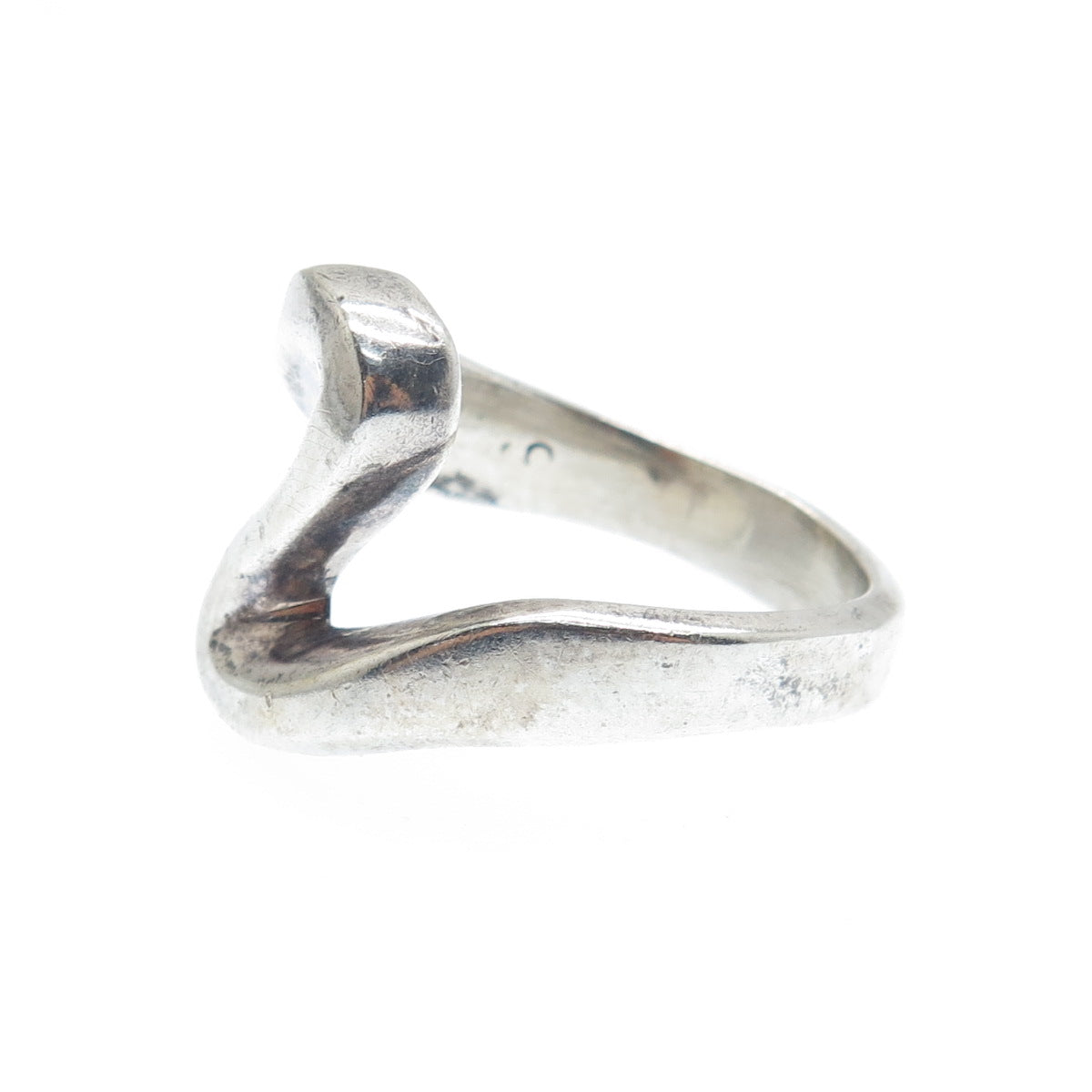 925 Sterling Silver Vintage Mexico Modernist Wavy Ring Size 8.5
