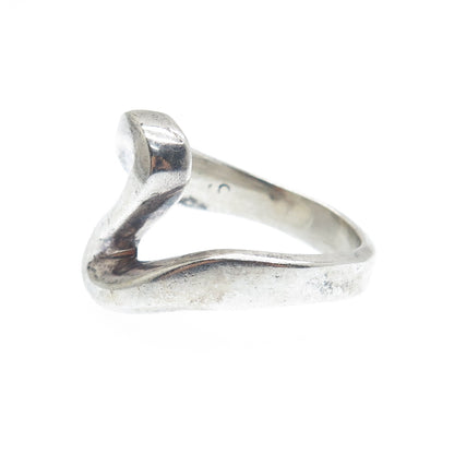 925 Sterling Silver Vintage Mexico Modernist Wavy Ring Size 8.5