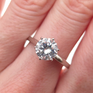 925 Sterling Silver Round-Cut C Z Engagement Ring Size 8
